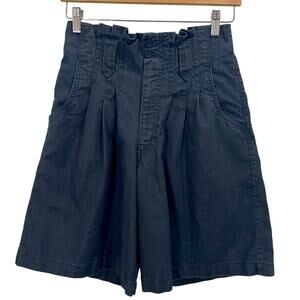 Vintage 90s Black Gitano High Rise Paperbag Boxy Chino Shorts Size 8